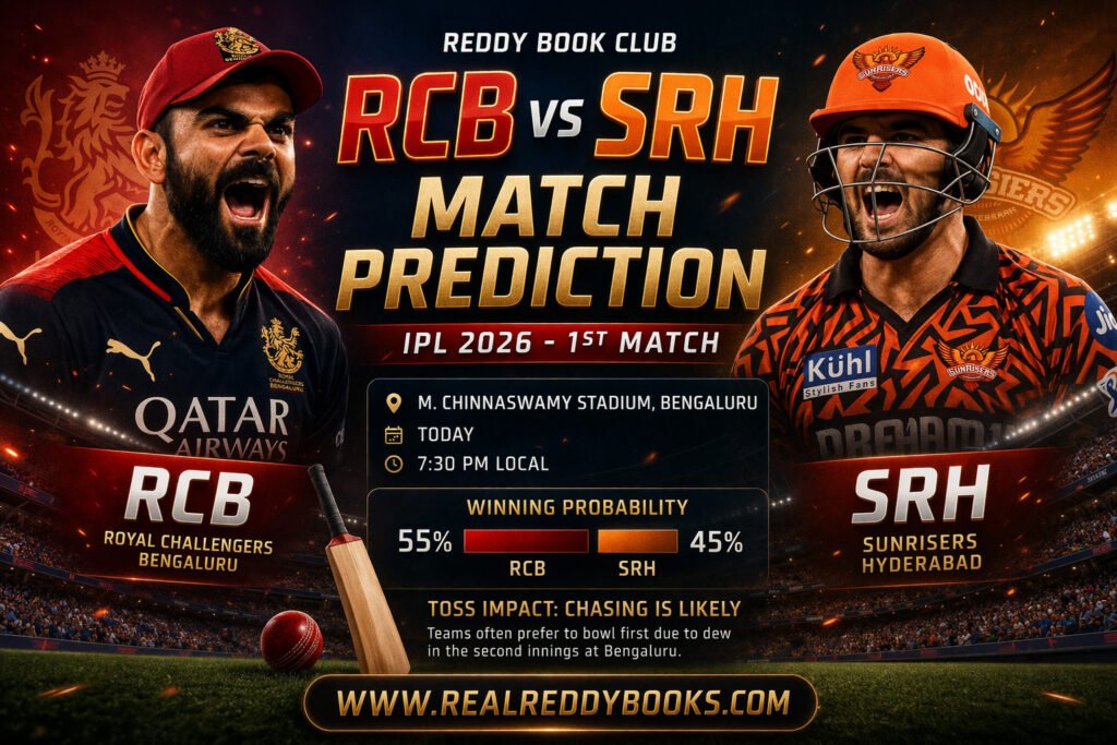 RCB vs SRH Reddy Book Club Match Prediction IPL 2026 Opening Clash