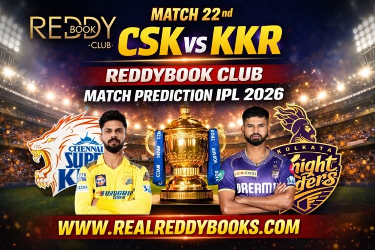 Match 22nd CSK vs KKR Reddybook Club Match Prediction IPL 2026