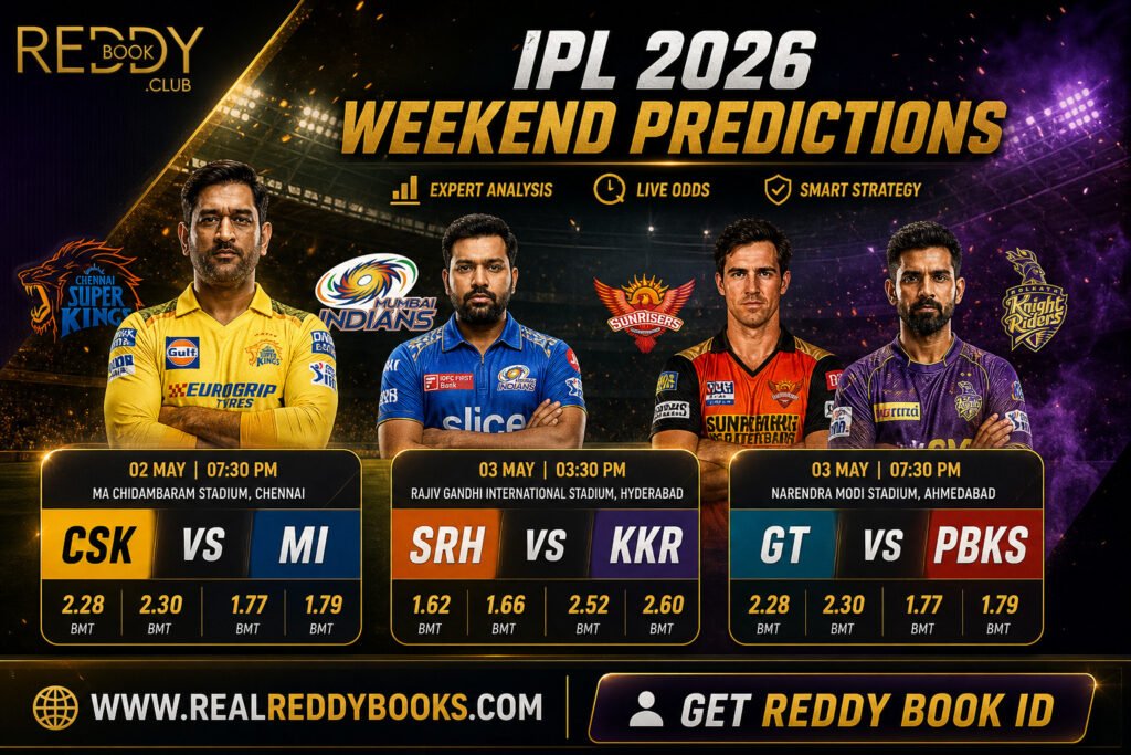 Reddybook IPL 2026 Match 44 To 46 Predictions