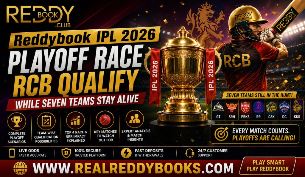 Reddybook IPL 2026 Playoff Race RCB Qualify While Seven Teams Stay Alive