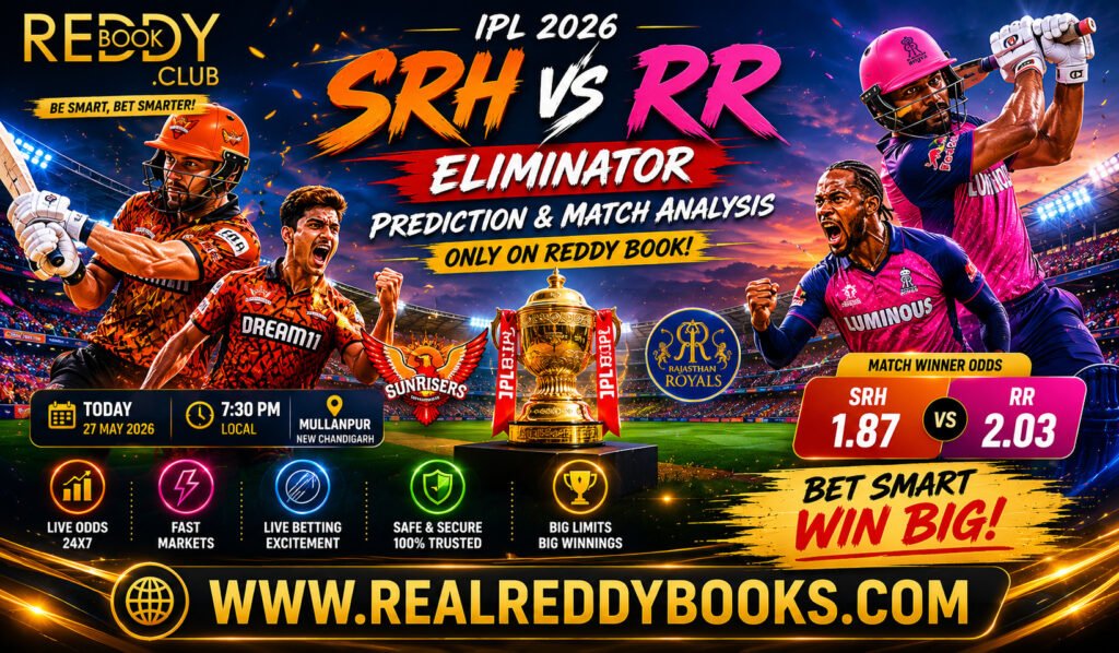 SRH vs RR Eliminator IPL 2026 Reddybook Prediction